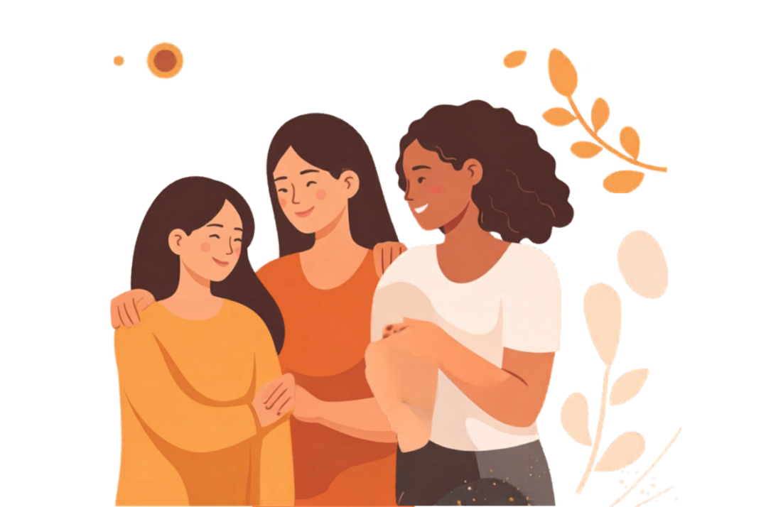 Illustration of two people talking warmly together