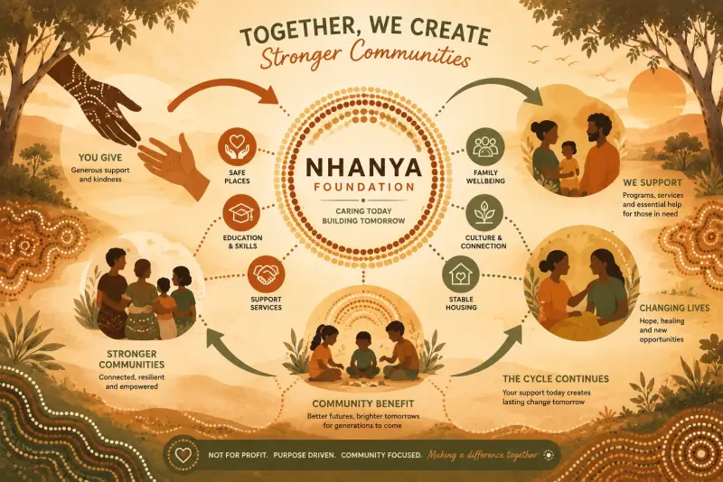 Illustration celebrating community members creating stronger communities together