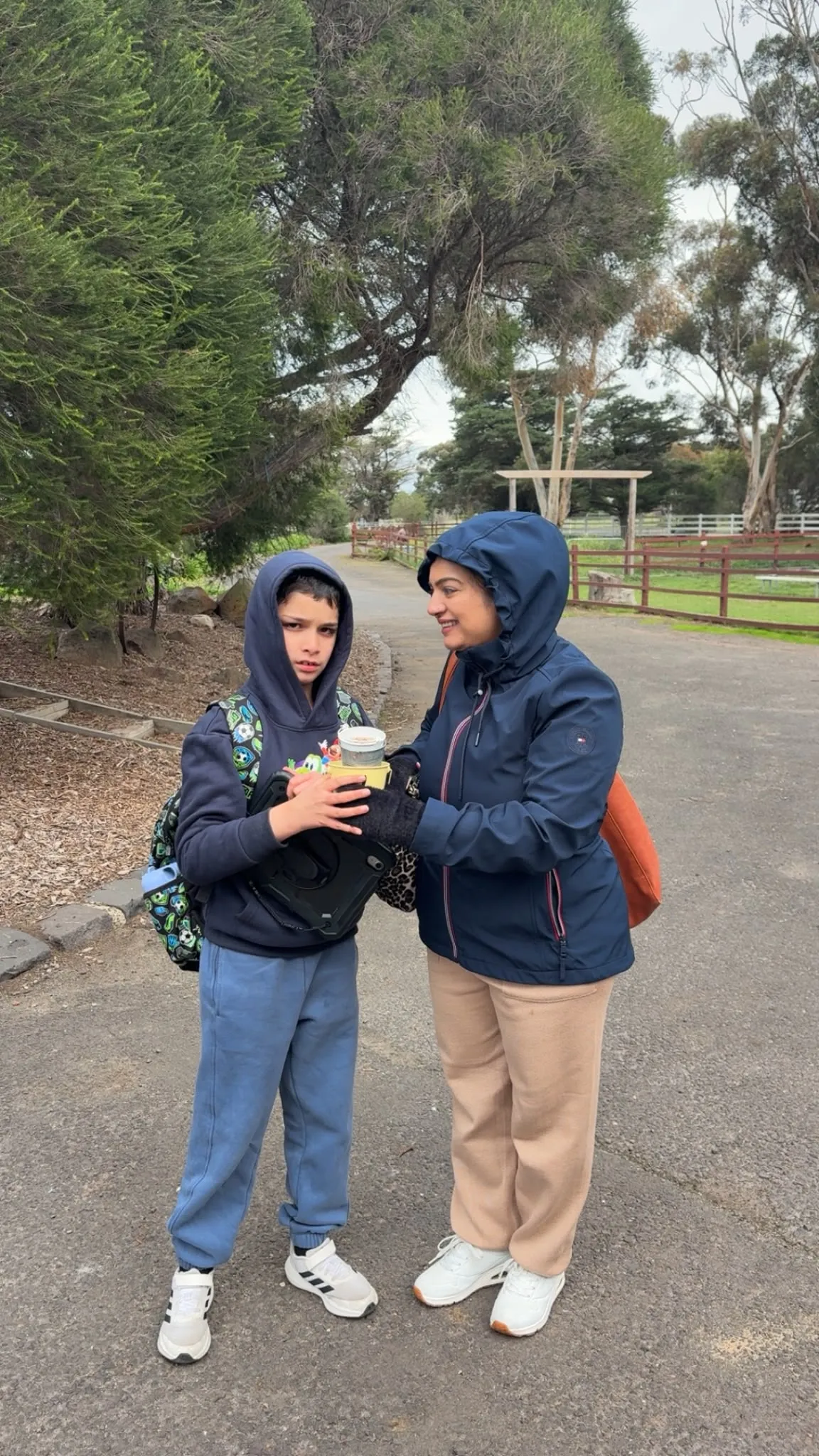 Participants walking together during a community farm outing