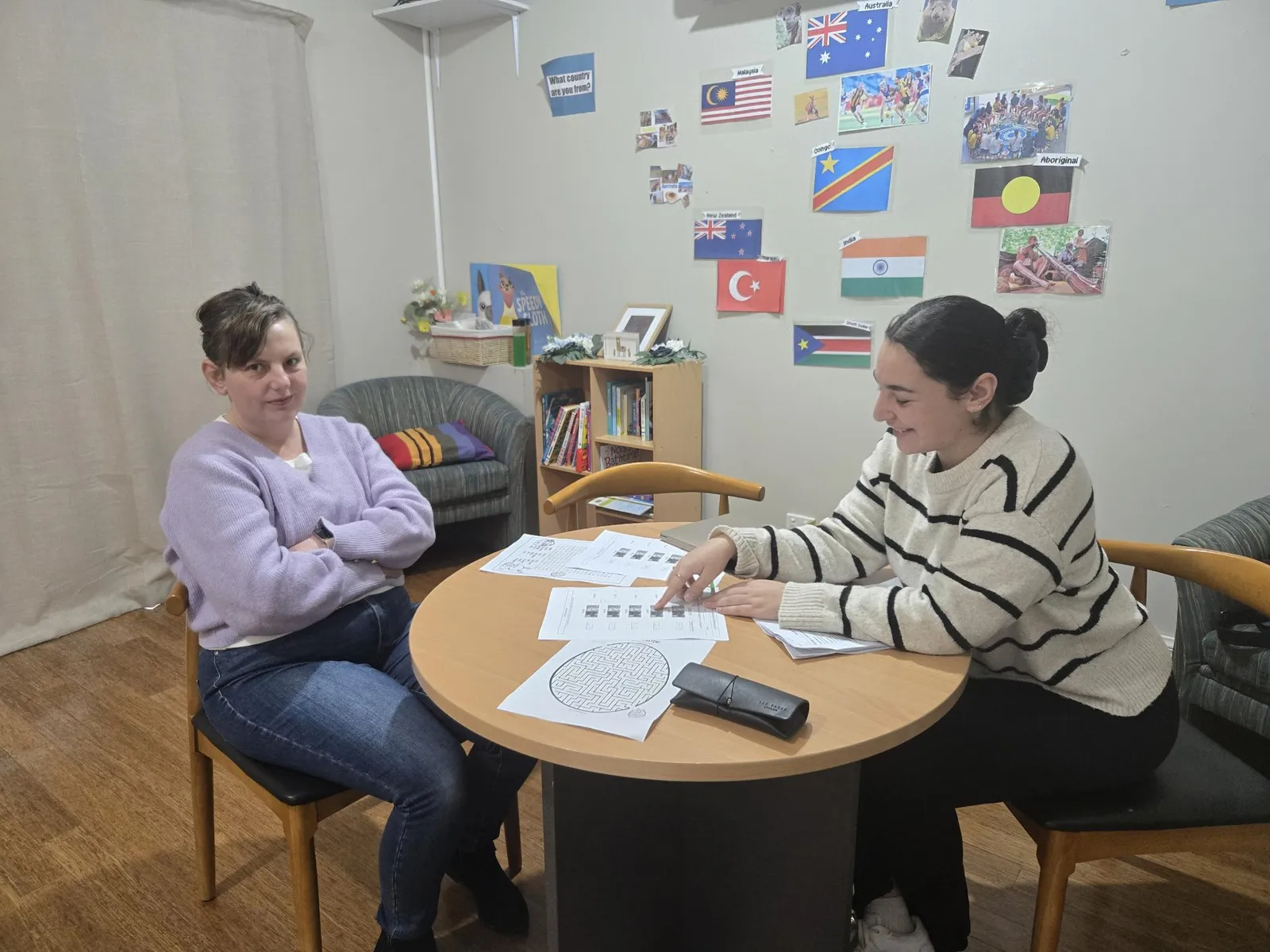 A mentoring conversation between a participant and support staff during the Employment Program