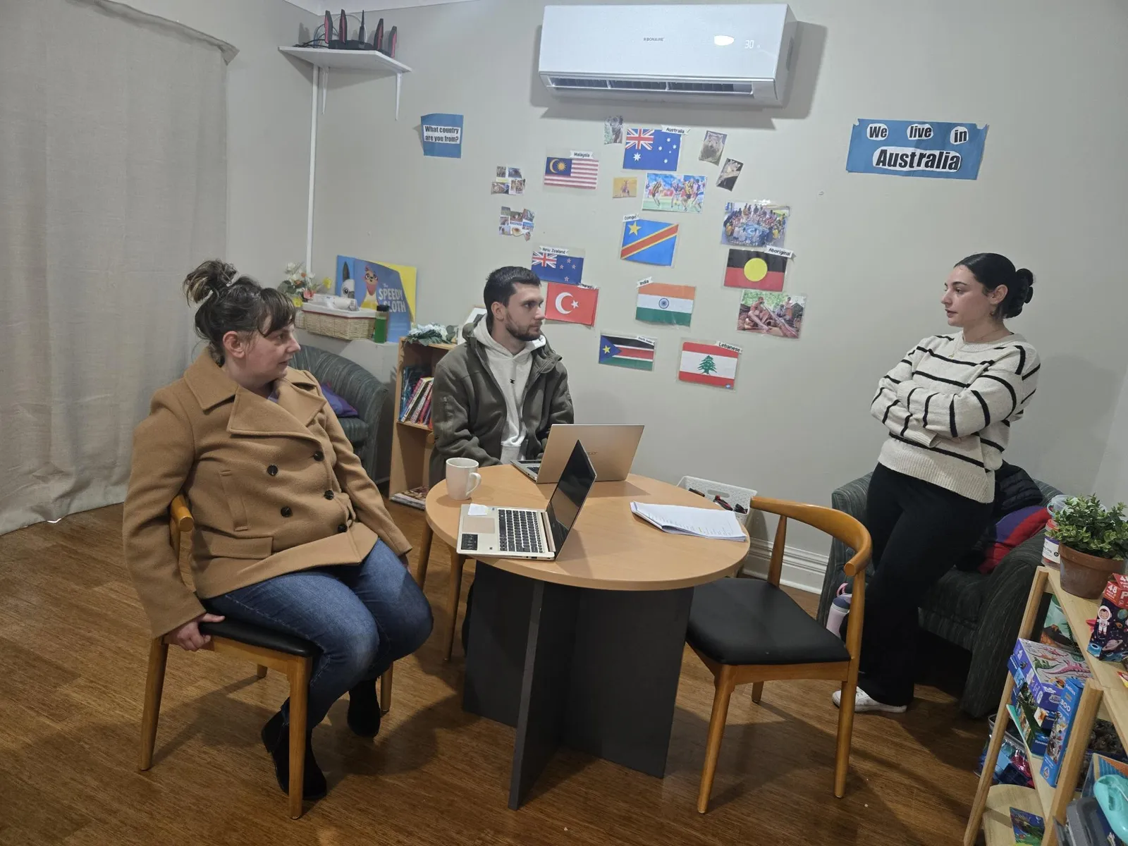 A mentoring conversation between a participant and support staff during the Employment Program